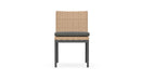 Azzurro Living Terra Armless Dining Chair With Matte Charcoal Aluminum Frame and Natural All-Weather Wicker