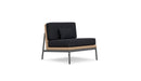 Azzurro Living Terra Club Chair In Matte Charcoal Aluminum And Natural All-Weather Wicker With Midnight Cushion