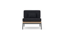 Azzurro Living Terra Club Chair In Matte Charcoal Aluminum And Natural All-Weather Wicker With Midnight Cushion