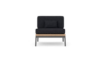 Azzurro Living Terra Club Chair In Matte Charcoal Aluminum And Natural All-Weather Wicker With Midnight Cushion