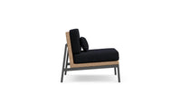 Azzurro Living Terra Club Chair In Matte Charcoal Aluminum And Natural All-Weather Wicker With Midnight Cushion