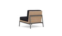 Azzurro Living Terra Club Chair In Matte Charcoal Aluminum And Natural All-Weather Wicker With Midnight Cushion