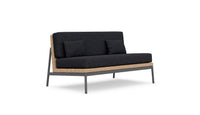 Azzurro Living Terra 2 Seat Sofa With Matte Charcoal Aluminum And Natural All-Weather Wicker With Midnight Cushion