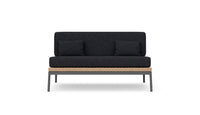 Azzurro Living Terra 2 Seat Sofa With Matte Charcoal Aluminum And Natural All-Weather Wicker With Midnight Cushion
