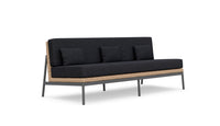 Azzurro Living Terra 3 Seat Sofa With Matte Charcoal Aluminum And Natural All-Weather Wicker With Midnight Cushion