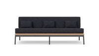 Azzurro Living Terra 3 Seat Sofa With Matte Charcoal Aluminum And Natural All-Weather Wicker With Midnight Cushion