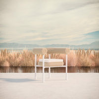 Azzurro Living Texoma Dining Chair With Natural Aluminum Frame And Almond All-Weather Wicker