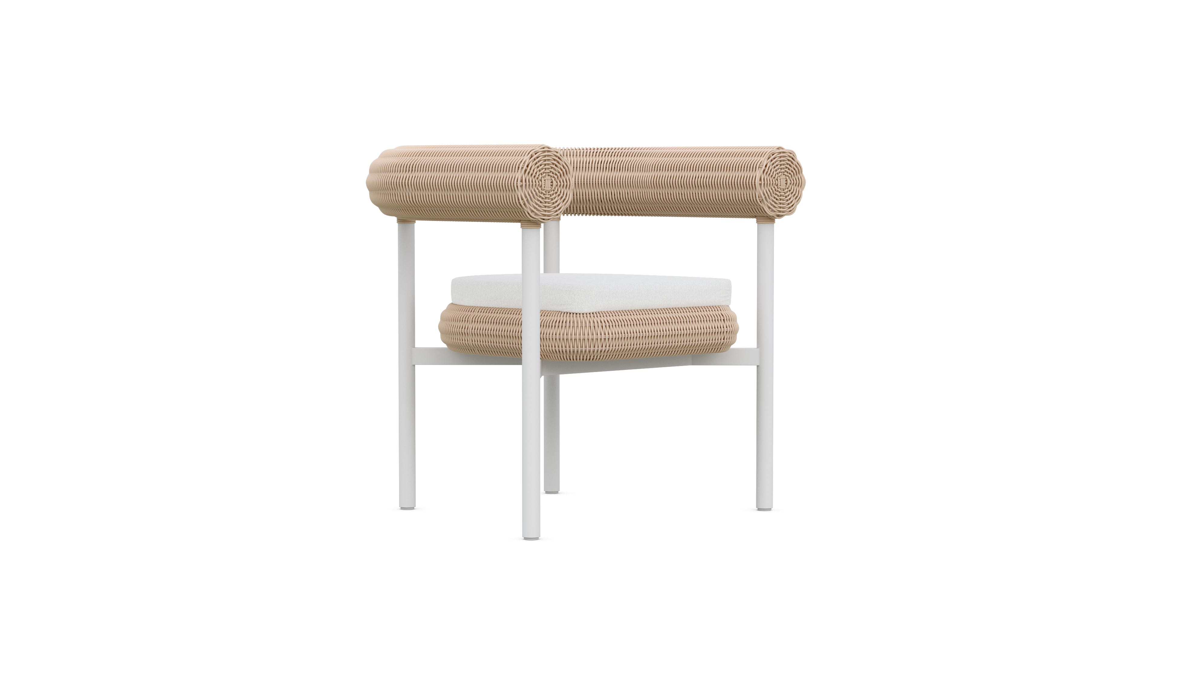 Azzurro Living Texoma Dining Chair With Natural Aluminum Frame And Almond All-Weather Wicker