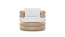 Azzurro Living Texoma Swivel Club Chair In Natural Aluminum And Almond All-Weather Wicker With Cloud Cushion