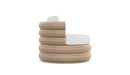 Azzurro Living Texoma Swivel Club Chair In Natural Aluminum And Almond All-Weather Wicker With Cloud Cushion