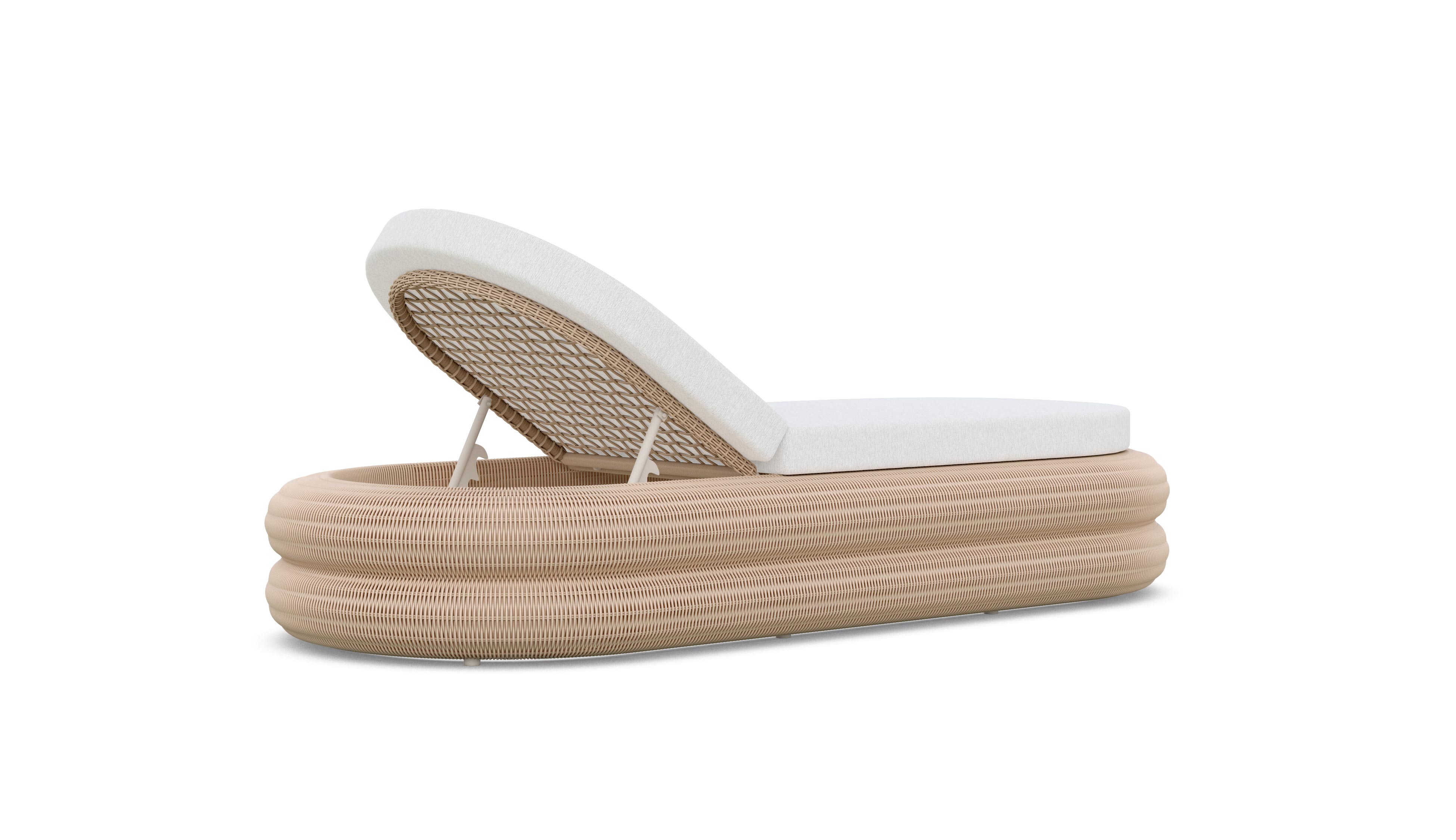 Azzurro Living Texoma Lounge Chair With Natural Aluminum Frame And Almond All-Weather Wicker