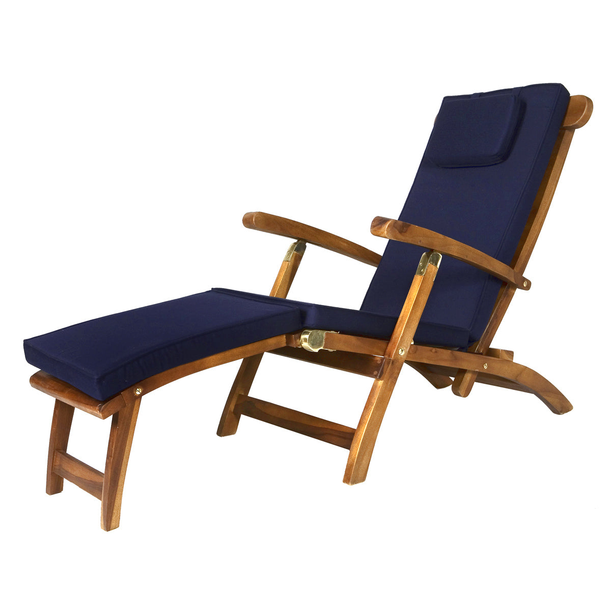 All Things Cedar 5 - Position Steamer Chair & Blue/Green/Red/White Cushion