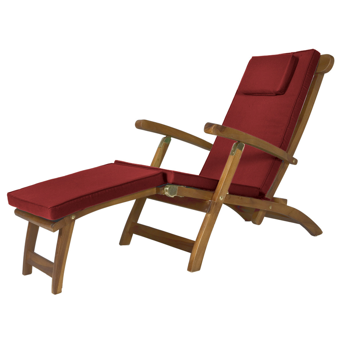 All Things Cedar 5 - Position Steamer Chair & Blue/Green/Red/White Cushion