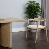 Sunpan Jeremy Dining Armchair in Dark Brown-Belfast Heather Grey / Weathered Oak-Dove Cream / Black