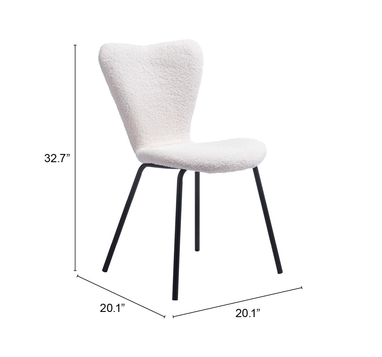 Zuo Modern Thibideaux Dining Chair (Set of 2) in Ivory/Light Gray