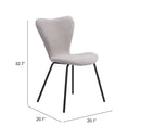 Zuo Modern Thibideaux Dining Chair (Set of 2) in Ivory/Light Gray