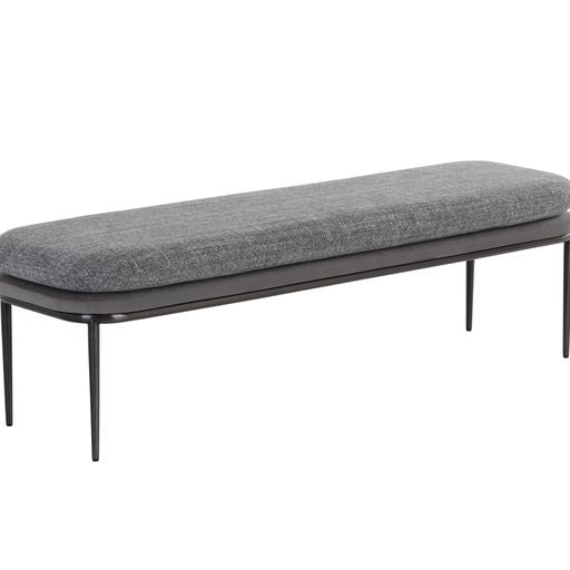 Sunpan Koffi Bench Dark Bronze-Chacha Cream Meg Taupe / Gun Rey-Chacha Grey Antonio Charcoal