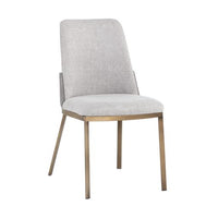 Sunpan Marie Dining Chair Belfast Heather Grey-Bravo Metal / Belfast Oatmeal-Bravo Cognac - Set of Two