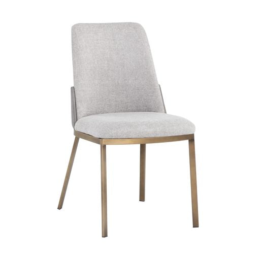 Sunpan Marie Dining Chair Belfast Heather Grey-Bravo Metal / Belfast Oatmeal-Bravo Cognac - Set of Two