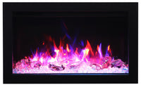 Amantii Traditional Smart Electric 30" Indoor / Outdoor WiFi Enabled Insert, Featuring a MultiFunction Remote Control , Multi Speed Flame Motor and a 10 piece Birch Log Set