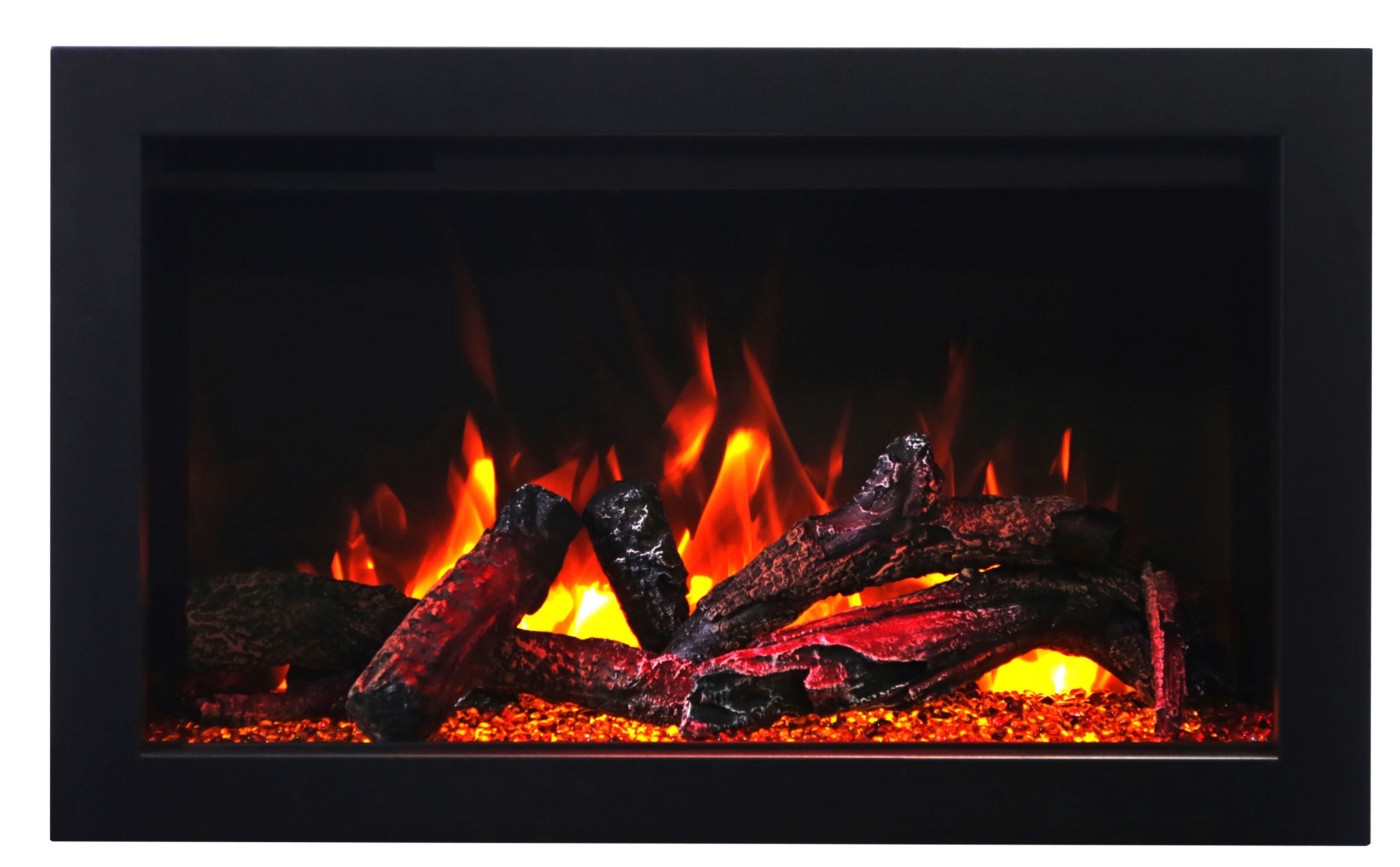 AmantiiTraditional Smart Electric 33" Indoor / Outdoor WiFi Enabled Insert, Featuring a MultiFunction Remote Control , Multi Speed Flame Motor and a 10 piece Birch Log Set