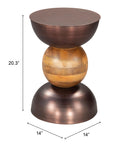 Zuo Modern Tripoli Side Table in Bronze