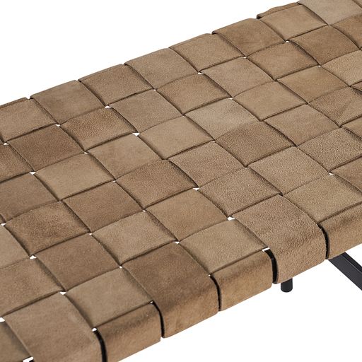 Sunpan Omari Bench Sueded Light Tan Leather