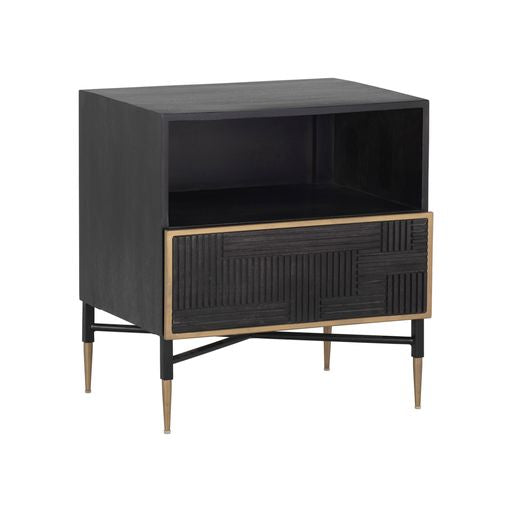 Sunpan Markwood Nighstand Antique Bronze-Glacier Grey / Brass-Dark Brown