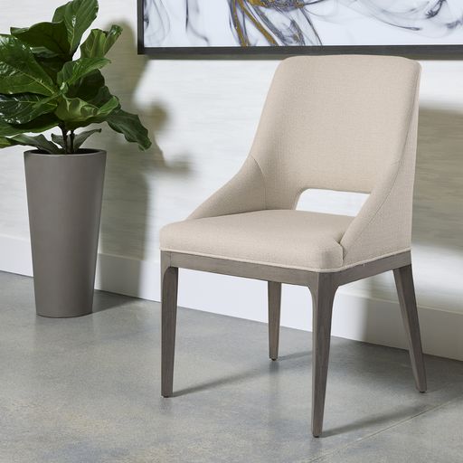Sunpan Estrada Dining Chair in Light Grey Oak - Mainz Cream / Naya Check Light Grey