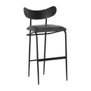 Sunpan Gibbons Barstool in Antique Brass - Charcoal Black Leather / Black - Bravo Portabella