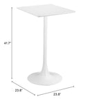 Zuo Modern Valleta Bar Table in White/Brown/Black