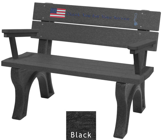 Polly Products Veterans Bench With Arms Standard Engraving and Inlay