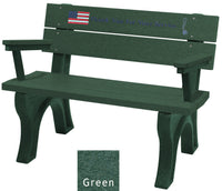Polly Products Veterans Bench With Arms Standard Engraving and Inlay