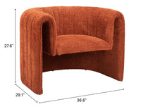 Zuo Modern Viana Accent Chair in Burnt Orange/Aquamarine