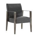 Sunpan Earl Dining Armchair in Ash Grey - Brentwood Charcoal / Natural - Pecan Leather