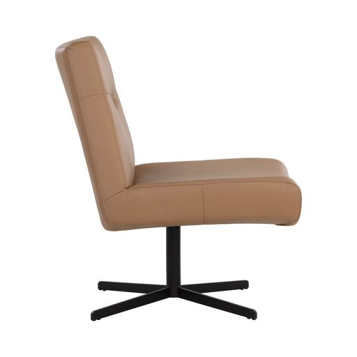 Sunpan Karson Swivel Lounge Chair in Alpine Grey / Linea Wood Leather
