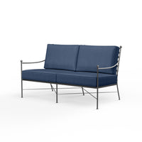 Sunset West Provence Wrought Iron Loveseat with Cushion