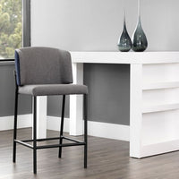 Sunpan Pearce Counterstool Dark Grey-Abbington Navy / Light Grey-Bravo Cognac