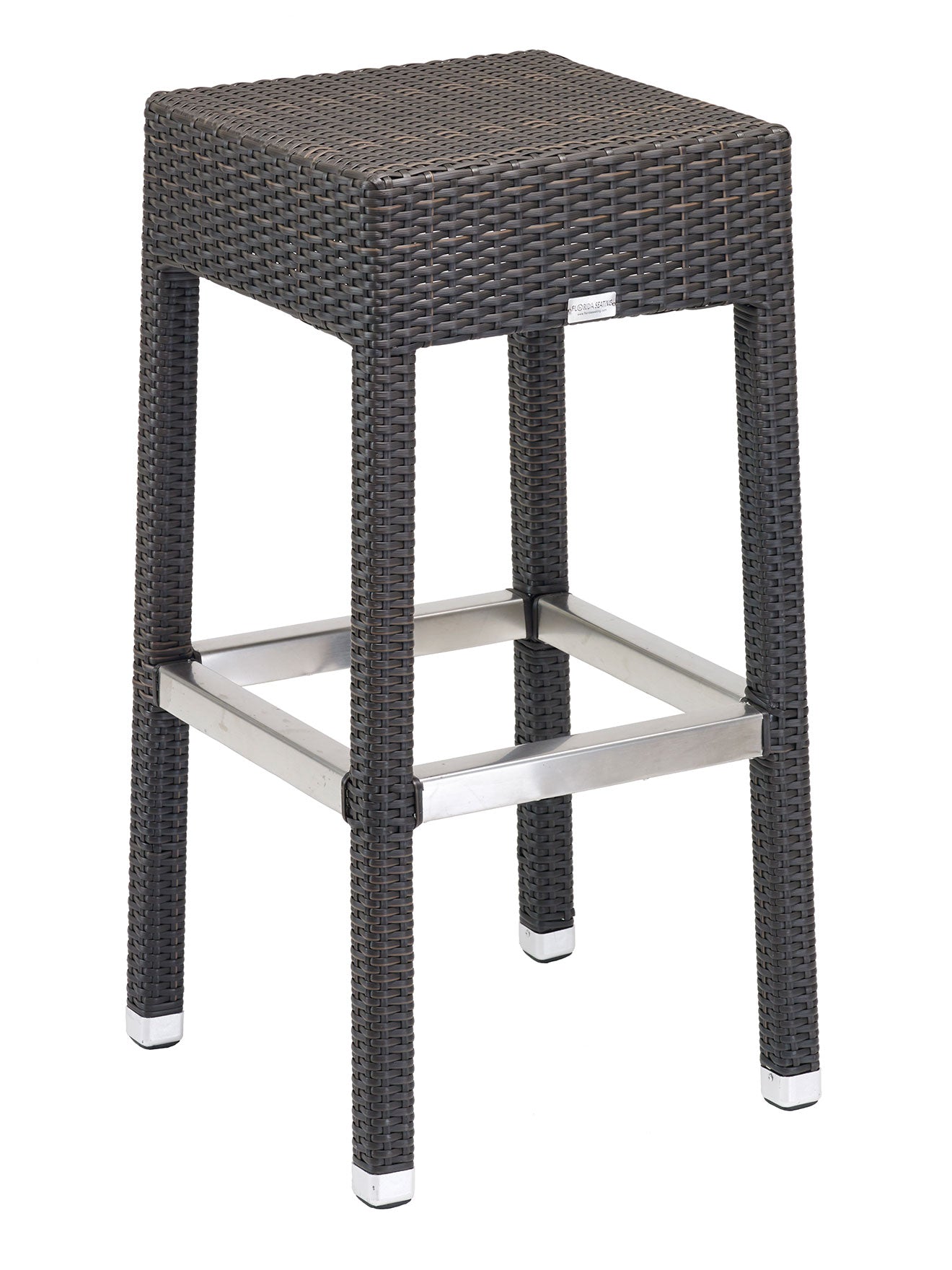 Florida Seating Hand Woven PE Synthetic Wicker Over Aluminum Frame Barstool - WIC-17BB