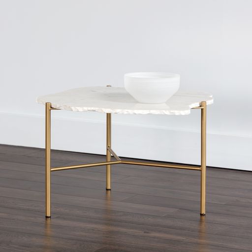 Sunpan Saunders Coffee Table Top Green / White Marble