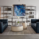 Sunpan Diaz End Table in Grey-Wood Grain Brown / Marble-Look Antique Brass