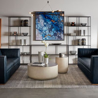 Sunpan Diaz End Table in Grey-Wood Grain Brown / Marble-Look Antique Brass