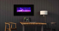 Amantii 34" Flush Mount Fireplace with Black Glass Surround And Log Set