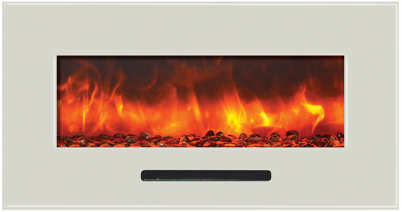 Amantii 34" Flush Mount Fireplace with Black Glass Surround And Log Set