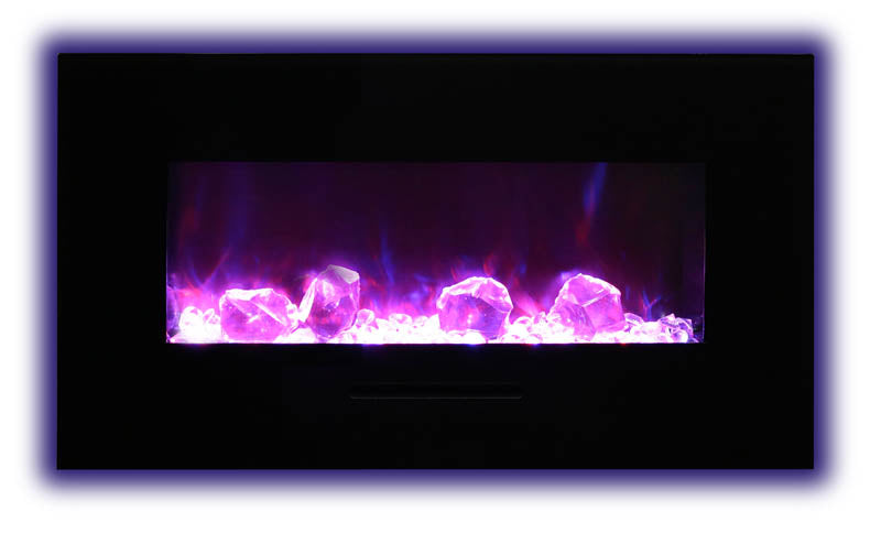 Amantii 34" Flush Mount Fireplace with Black Glass Surround And Log Set