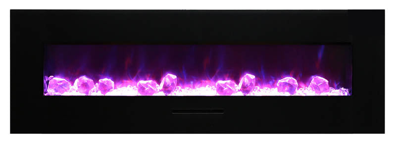 Amantii 60" Flush Mount Fireplace with Black Glass Surround And Log Set