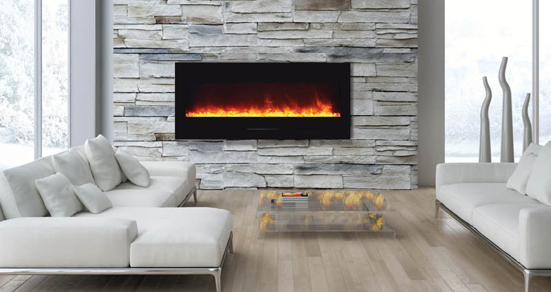 Amantii 50" fireplace with Black Glass surround