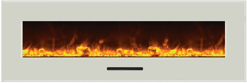 Amantii 60" Flush Mount Fireplace with Black Glass Surround And Log Set