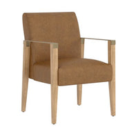 Sunpan Earl Dining Armchair in Ash Grey - Brentwood Charcoal / Natural - Pecan Leather