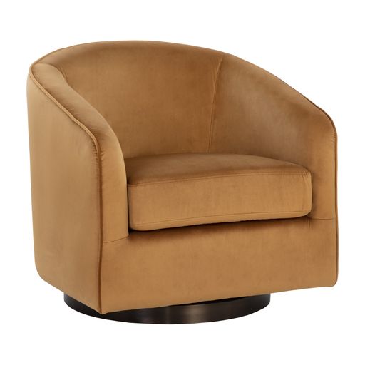 Sunpan Hazel Swivel Lounge Chair in Gold - Belfast Heather Grey / Black Sky / Blush Sky / Burgundy Sky / Deep Green Sky / Navy Blue Sky / Dark-Bronze Gold Sky